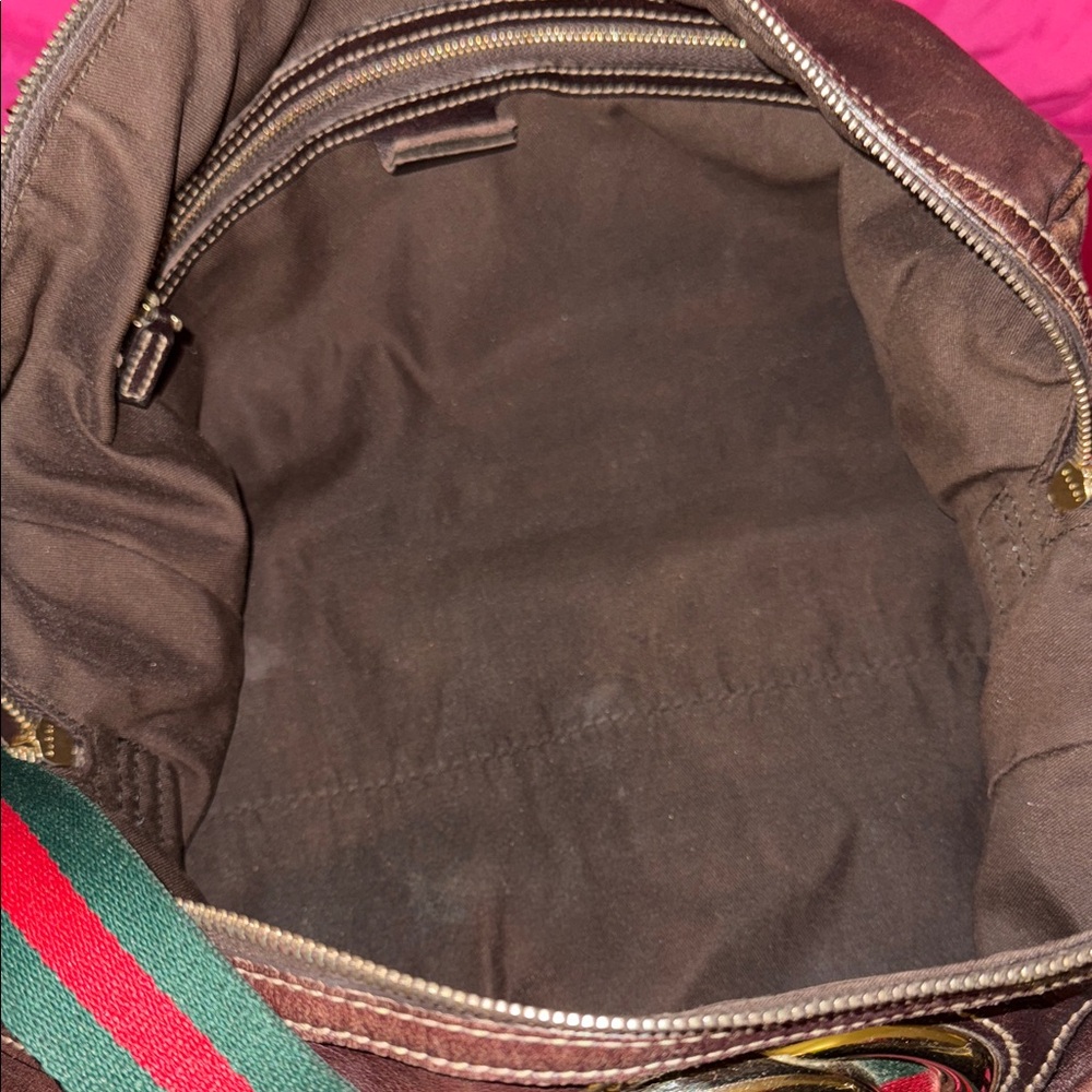 Gucci Brown Leather Duffel Bag with Green and Red Accents - Picture 14 of 16